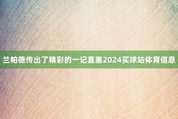 兰帕德传出了精彩的一记直塞2024买球站体育信息