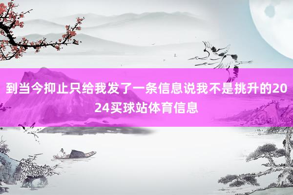 到当今抑止只给我发了一条信息说我不是挑升的2024买球站体育信息