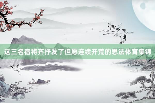 这三名宿将齐抒发了但愿连续开荒的思法体育集锦