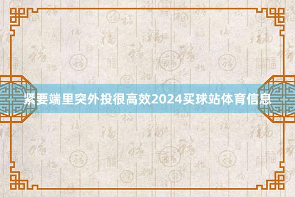 紧要端里突外投很高效2024买球站体育信息