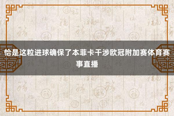 恰是这粒进球确保了本菲卡干涉欧冠附加赛体育赛事直播